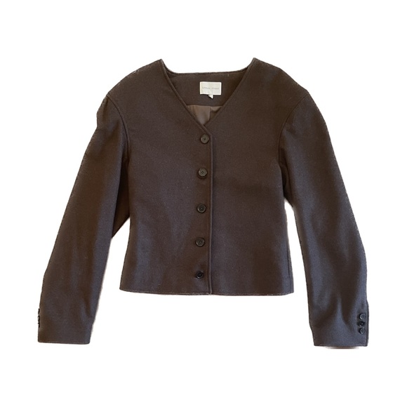 LOULOU STUDIO Vega Wool Blend Top/Jacket in Marled Brown - Picture 5 of 8